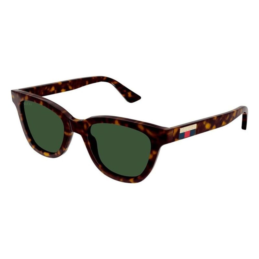 Gucci Sunglasses Oval Full Rim, Havana Frame and Green Lens GG1116S002